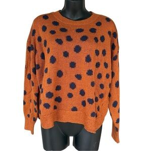 Listicle womens Polka Dot Sweater oxide orange and navy blue sz M preloved